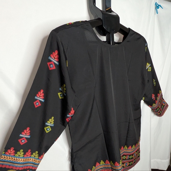 Maple Clothing Black Multicolor Indian Tunic Top - Picture 5 of 16